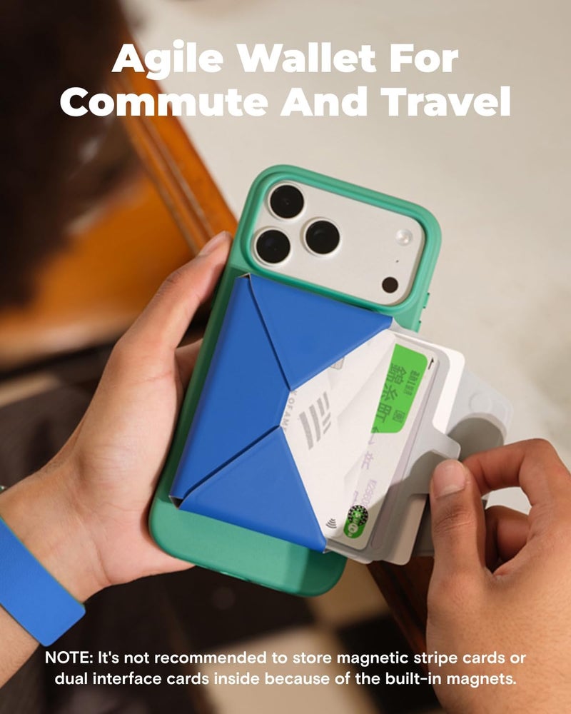 MOFT Magsafe Wallet, 8-Card Holder, Magnetic Phone Stand with Pull to Access Design, RFID Blocking, Angle Adjustment & MOVAS Minimalist Snap Field Wallet for Men Travel Essentials,Sapphire - Image 2